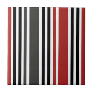Red Black Grey Vertical Stripes Pattern Ceramic Tile