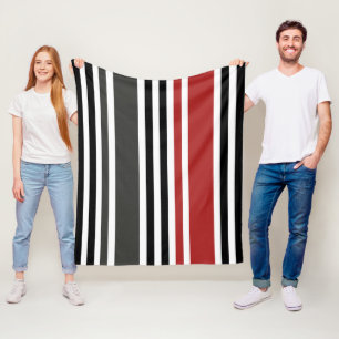 Red Black Grey Vertical Stripes Pattern Fleece Blanket