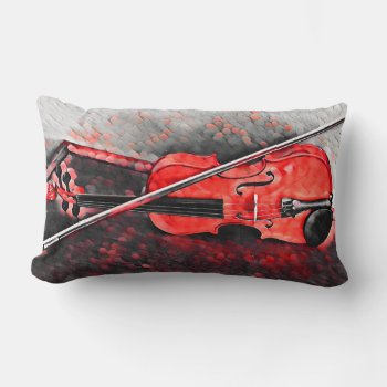 Red Black & Grey Violin Strings Music  Lumbar Pillow by machomedesigns at Zazzle