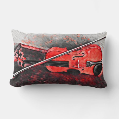 Red Black  Grey Violin Strings Music  Lumbar Pillow