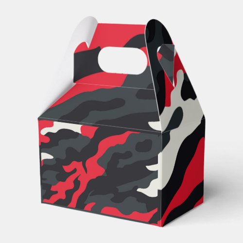 Red Black Grey White Camouflage Camo Pattern Favor Boxes