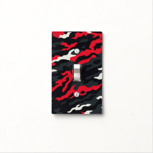 Red Black Grey White Camouflage Camo Pattern Light Switch Cover