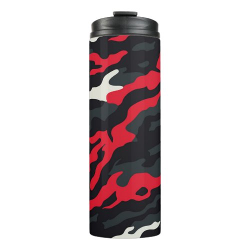 Red Black Grey White Camouflage Camo Pattern Thermal Tumbler