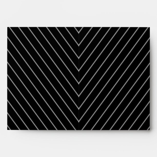 Red, black, grey, white pinstripe envelope (Front)
