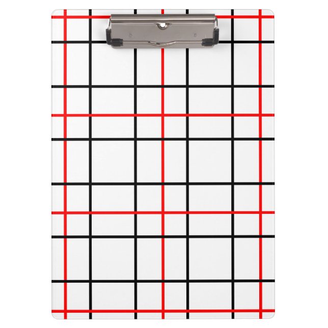 Red Black Grid Lines Plaid Design  Clipboard (Front)