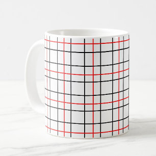 Red Black Grid Lines Plaid Design Coffee Mug