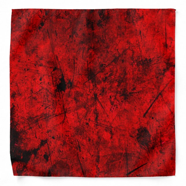 Red Black grunge abstract digital graphic art Bandana (Front)