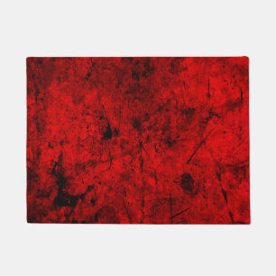 Red Black grunge abstract digital graphic art Doormat