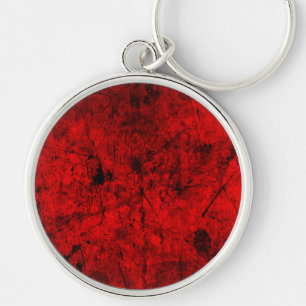 Red Black grunge abstract digital graphic art Keychain