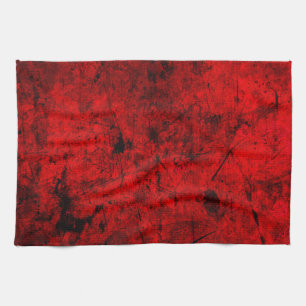 Red Black grunge abstract digital graphic art Towel