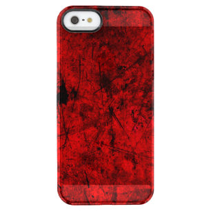Red Black grunge abstract digital graphic art Clear iPhone SE/5/5s Case