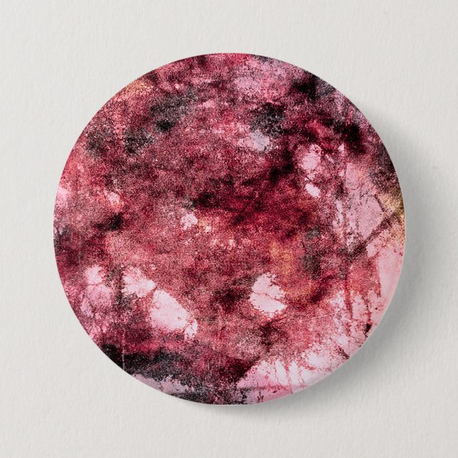 Red black grunge abstract paint brush modern art pinback button (Front)