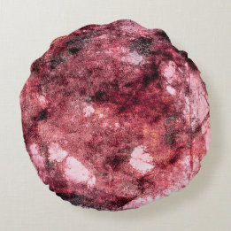 Red black grunge abstract paint brush modern art round pillow