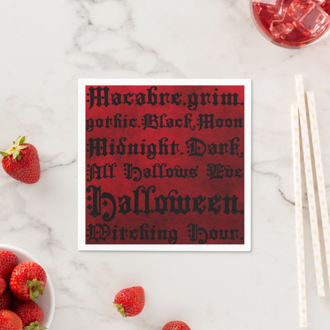 Red & Black Grunge Gothic Napkins (Insitu)