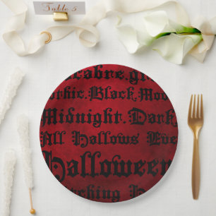 Red & Black Grunge Gothic Paper Plates