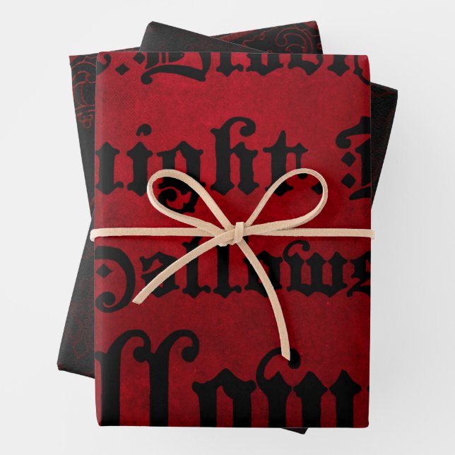 Red & Black Grunge Gothic Wrapping Paper Sheets (In situ)