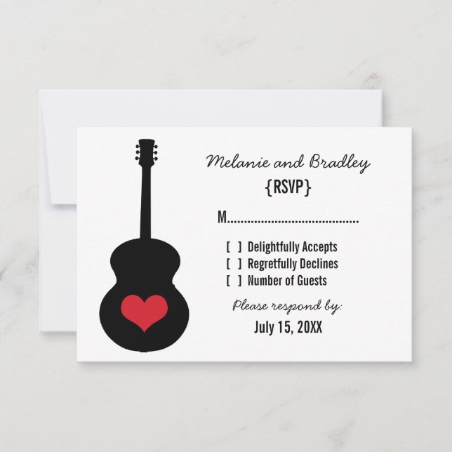 Red/Black Guitar Heart Response Card (Front)
