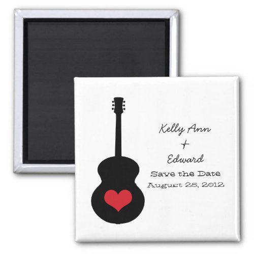 RedBlack Guitar Heart Save the Date Magnet