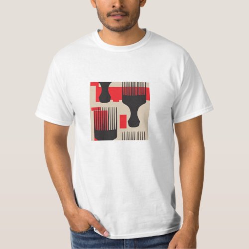 Red Black Hair Comb Afro Pick T_Shirt