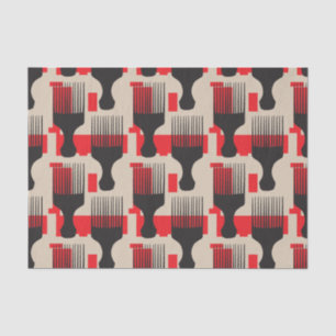 Red Black Hair Comb Afro Pick Tissue Paper