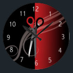 Red & black hair salon clock<br><div class="desc">Red & black stylish clock. Perfect for your hair salon shop. Check out my other colors I have available :)</div>