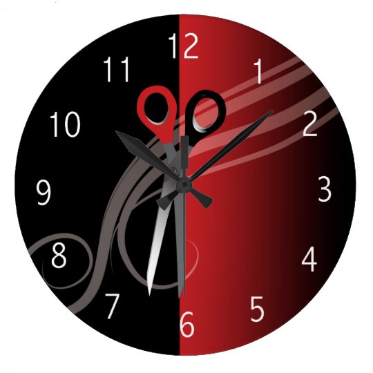 Red Black Hair Salon Clock Zazzle Red Black Hair Salon Clock