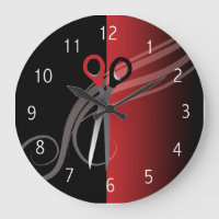 Red & black hair salon clock