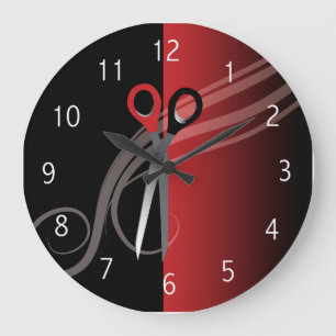 Red & black hair salon clock
