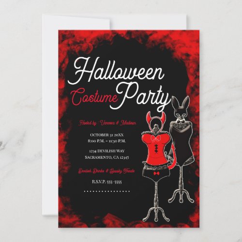 Red  Black Halloween Costume Party Invitation