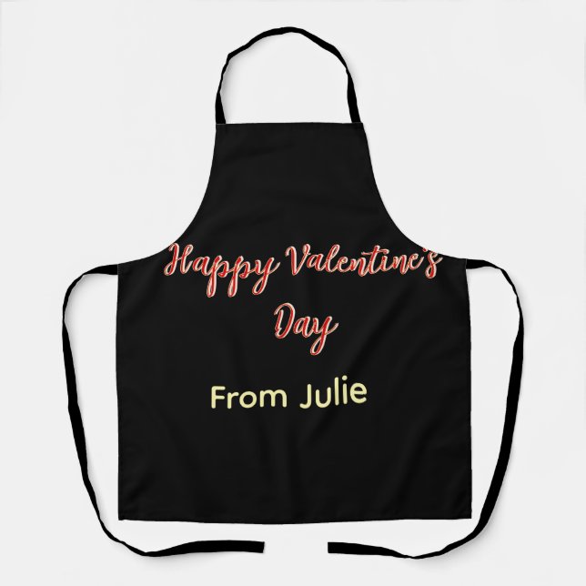Red black happy Valentine's day from name stylish  Apron (Front)