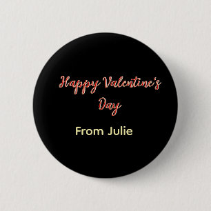 Red black happy Valentine's day from name stylish  Button