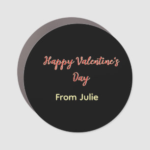 Red black happy Valentine's day from name stylish  Car Magnet