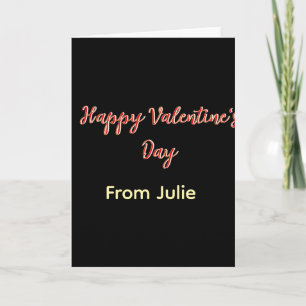 Red black happy Valentine's day from name stylish Card