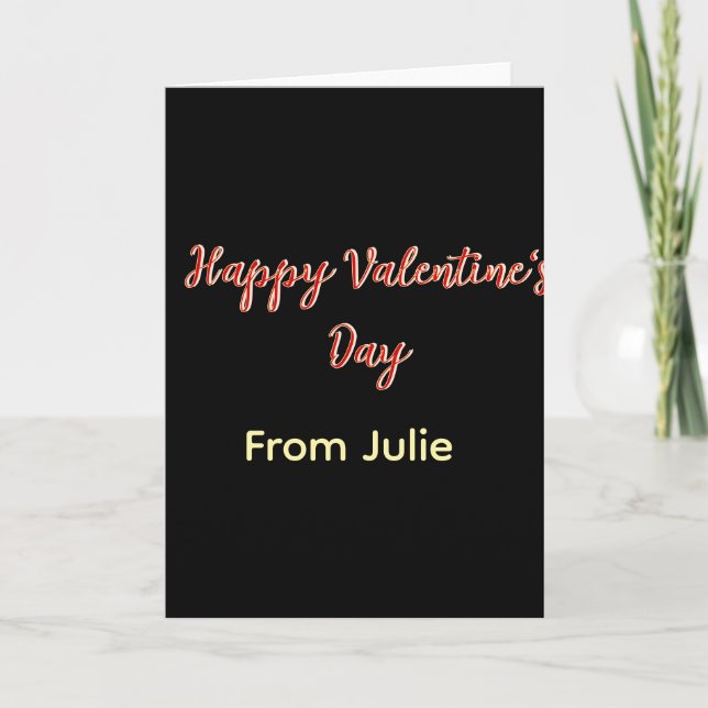 Red black happy Valentine's day from name stylish  Card (Front)