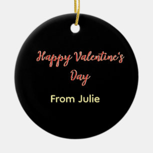 Red black happy Valentine's day from name stylish Ceramic Ornament