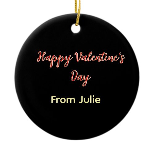 Red black happy Valentine's day from name stylish  Ceramic Ornament