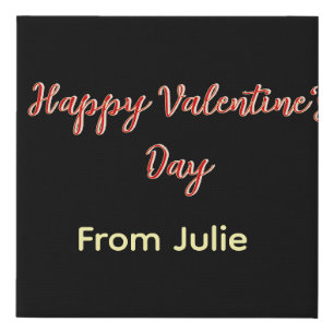 Red black happy Valentine's day from name stylish Faux Canvas Print