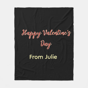 Red black happy Valentine's day from name stylish  Fleece Blanket
