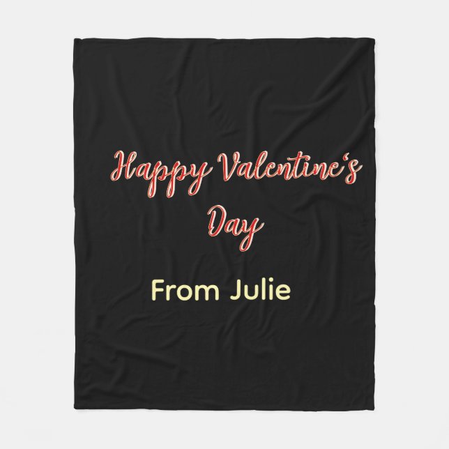 Red black happy Valentine's day from name stylish  Fleece Blanket (Front)