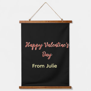 Red black happy Valentine's day from name stylish Hanging Tapestry