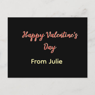 Red black happy Valentine's day from name stylish Holiday Postcard