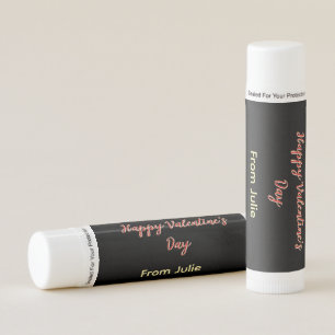 Red black happy Valentine's day from name stylish  Lip Balm
