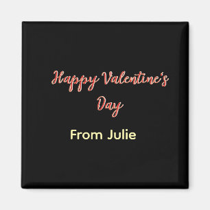Red black happy Valentine's day from name stylish  Magnet