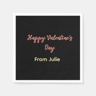 Red black happy Valentine's day from name stylish Napkins