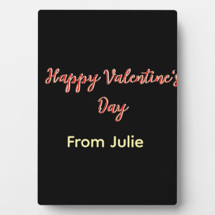 Red black happy Valentine's day from name stylish Plaque