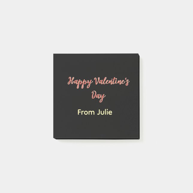 Red black happy Valentine's day from name stylish  Post-it Notes (Front)