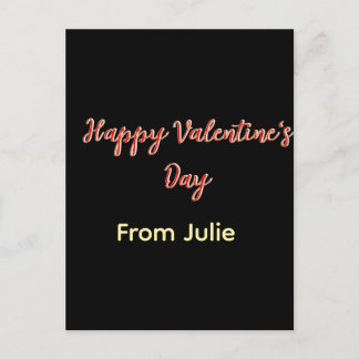 Red black happy Valentine's day from name stylish Postcard