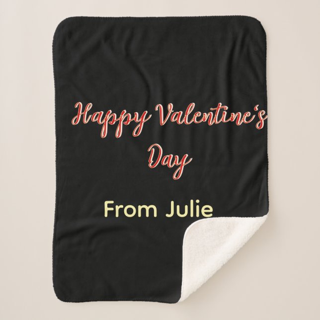 Red black happy Valentine's day from name stylish  Sherpa Blanket (Front)