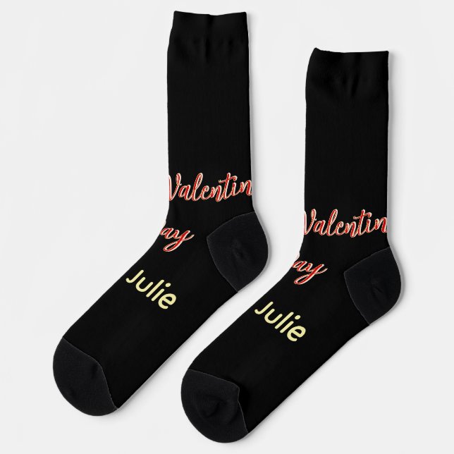Red black happy Valentine's day from name stylish  Socks (Left)