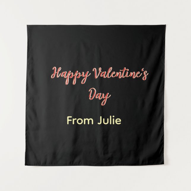 Red black happy Valentine's day from name stylish  Tapestry (Front)